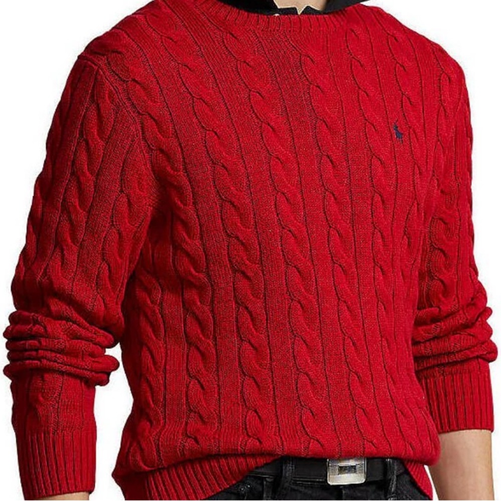 POLO RALPH LAUREN Cable Knit Cotton Sweater.